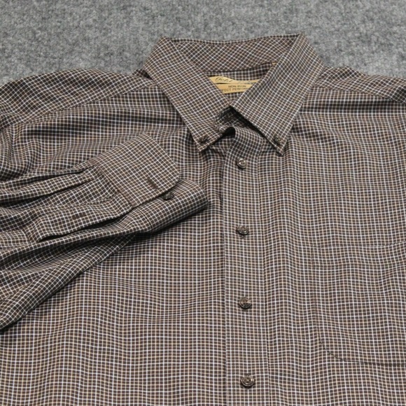 Roundtree & Yorke Gold Label 2XT Brown Plaid Button Down Non Iron Shirt - Picture 1 of 8